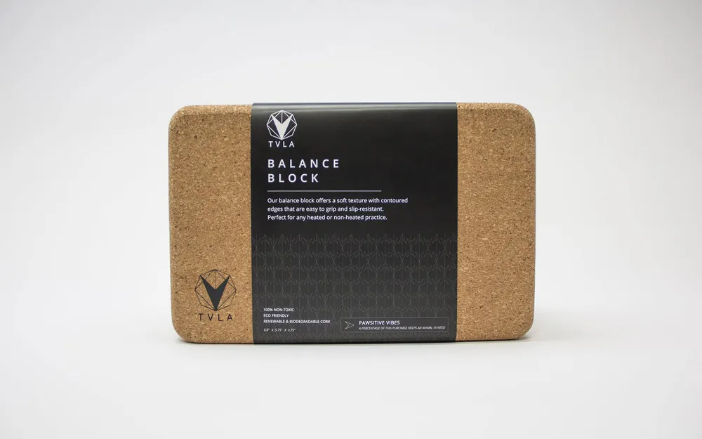 TVLA Yoga Cork Block and Product Packaging by Anthem Branding
