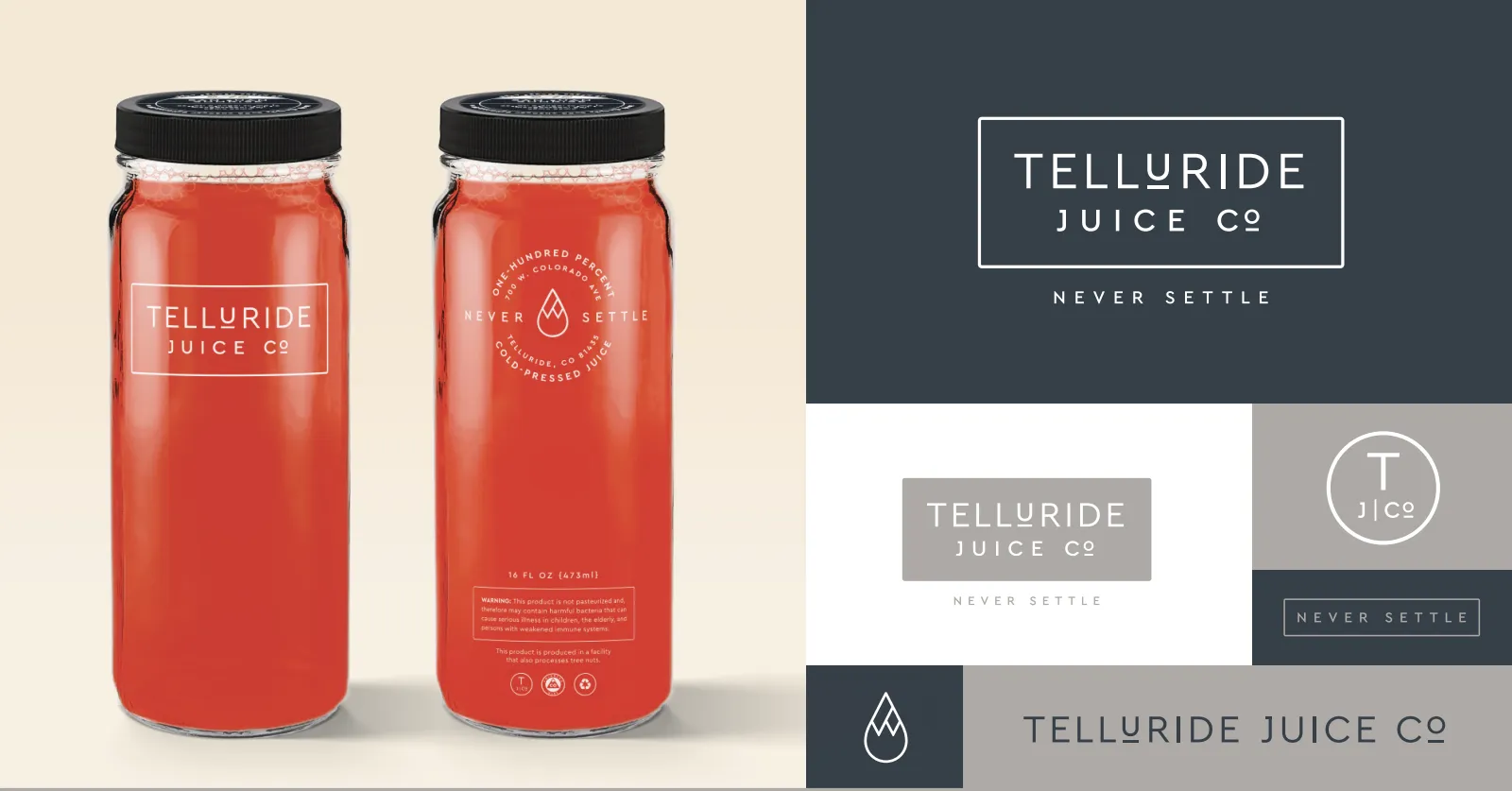 Telluride juice co packaging design by anthem branding