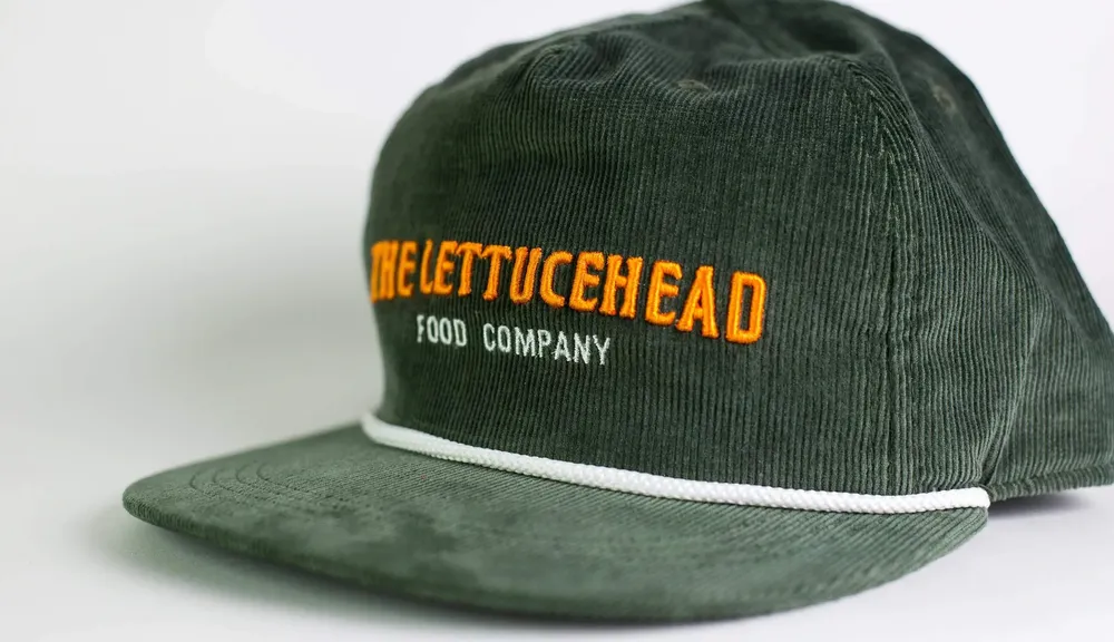 Lettucehead Cordurory Custom Hat Front Angle by Anthem Branding