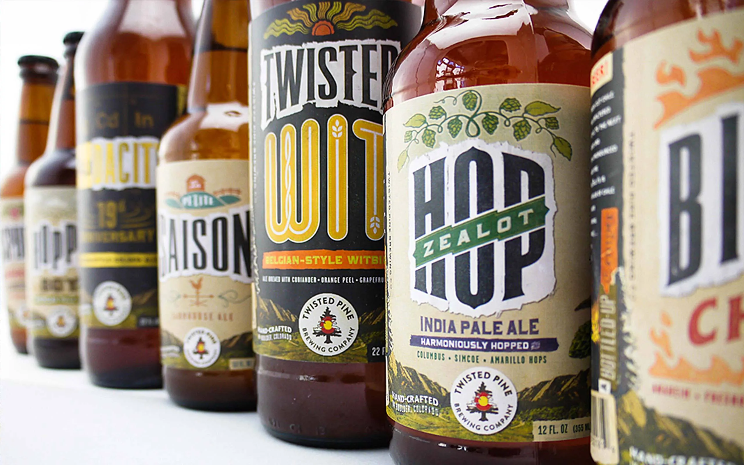 Twisted Pine brewing bottle packaging