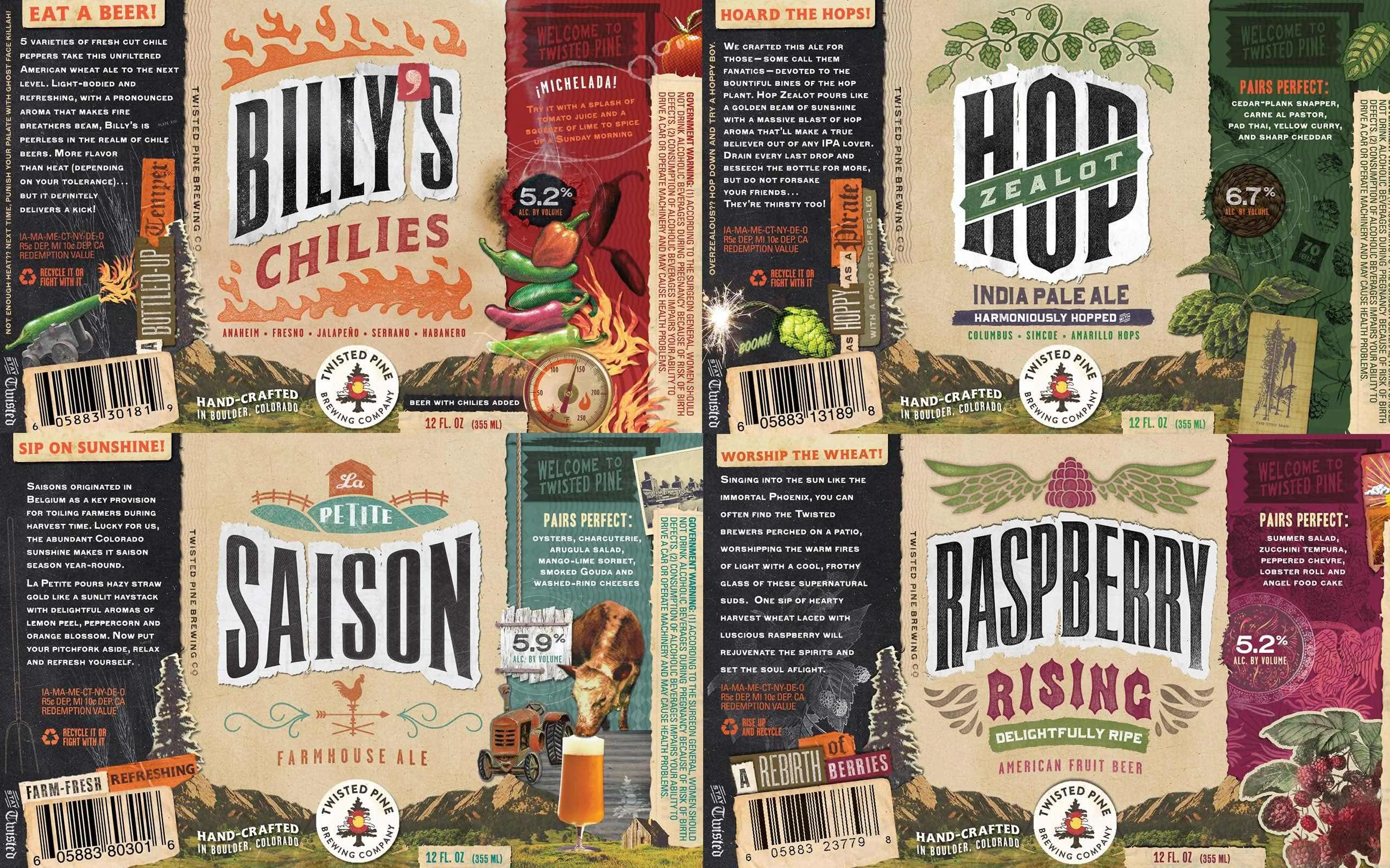 Twisted Pine packaging labels anthem branding