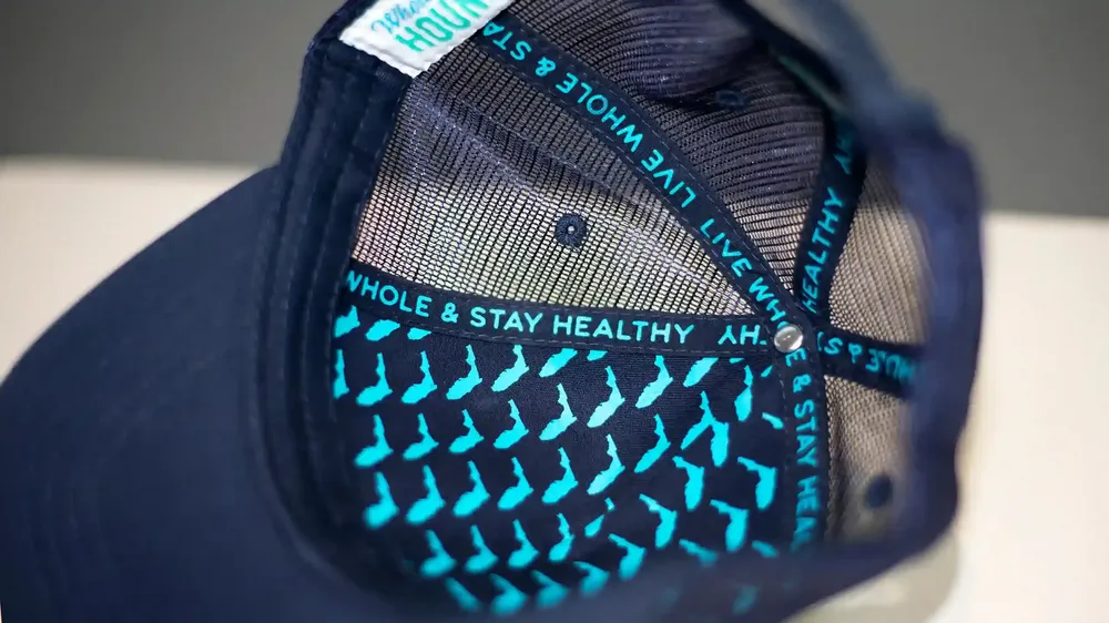 Wholesome Hound Low Profile 5 Panel Trucker Hat Interior Seam Taping by Anthem Branding