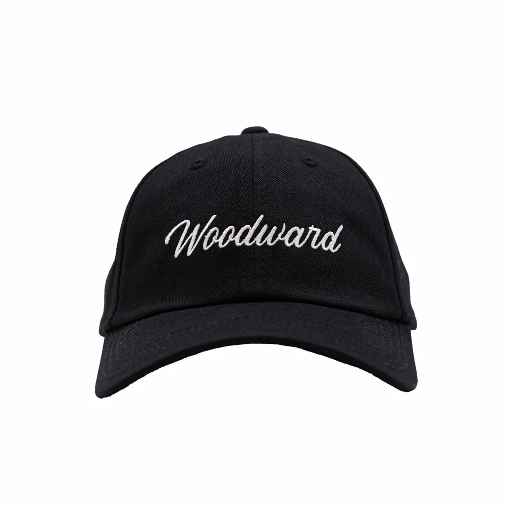 Woodward black script dad hat by anthem branding