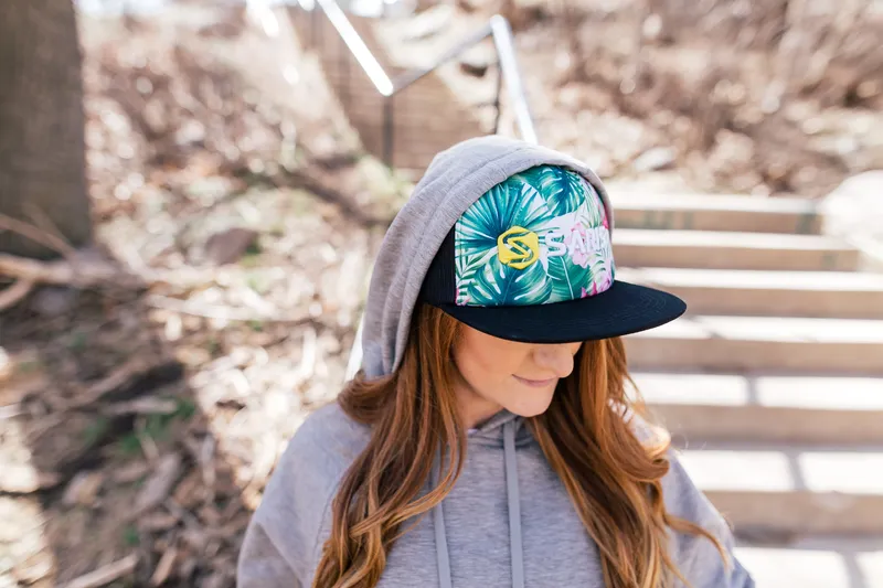 Sublimated 5 panel trucker hat saris by anthem branding