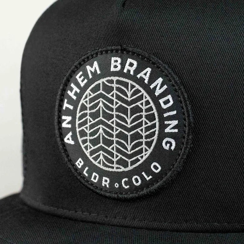 Woven patch detail by anthem branding