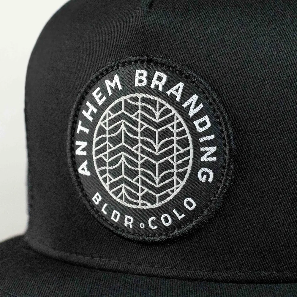 Woven patch detail by anthem branding