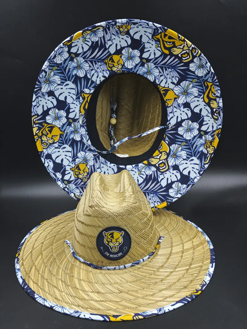 Custom straw Hat custom pull tabs by anthem branding