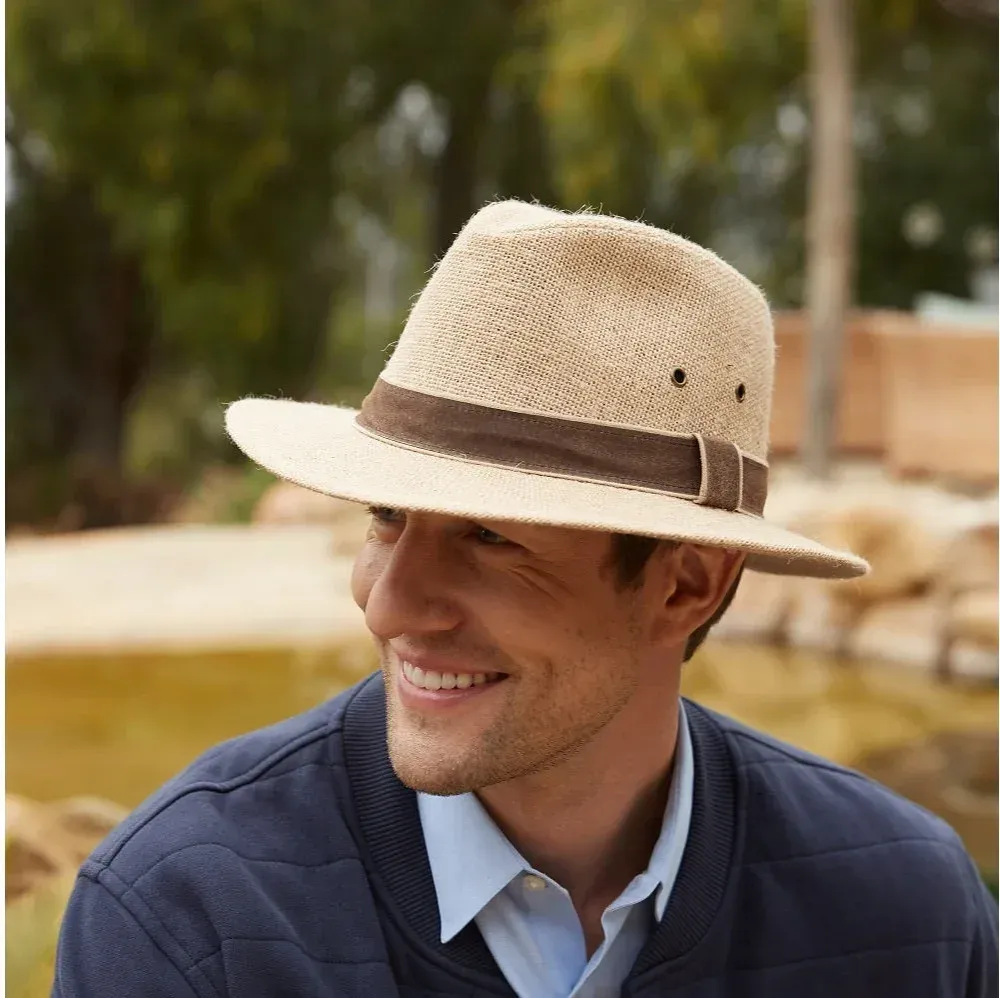 Safari straw fedora hat anthem branding
