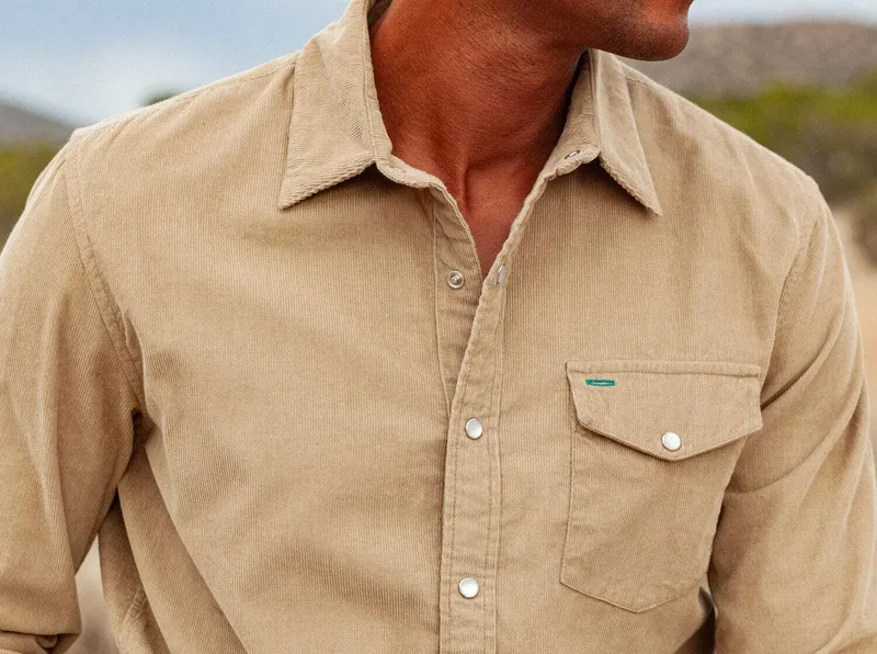 Criquet corduroy pearl snap sand by anthem branding 2