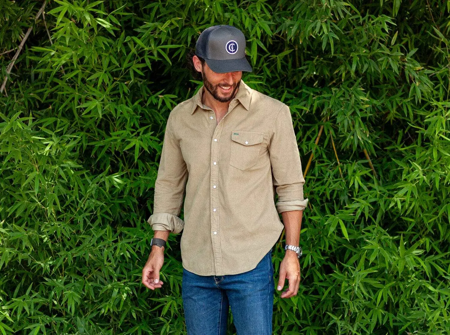Criquet corduroy pearl snap sand by anthem branding