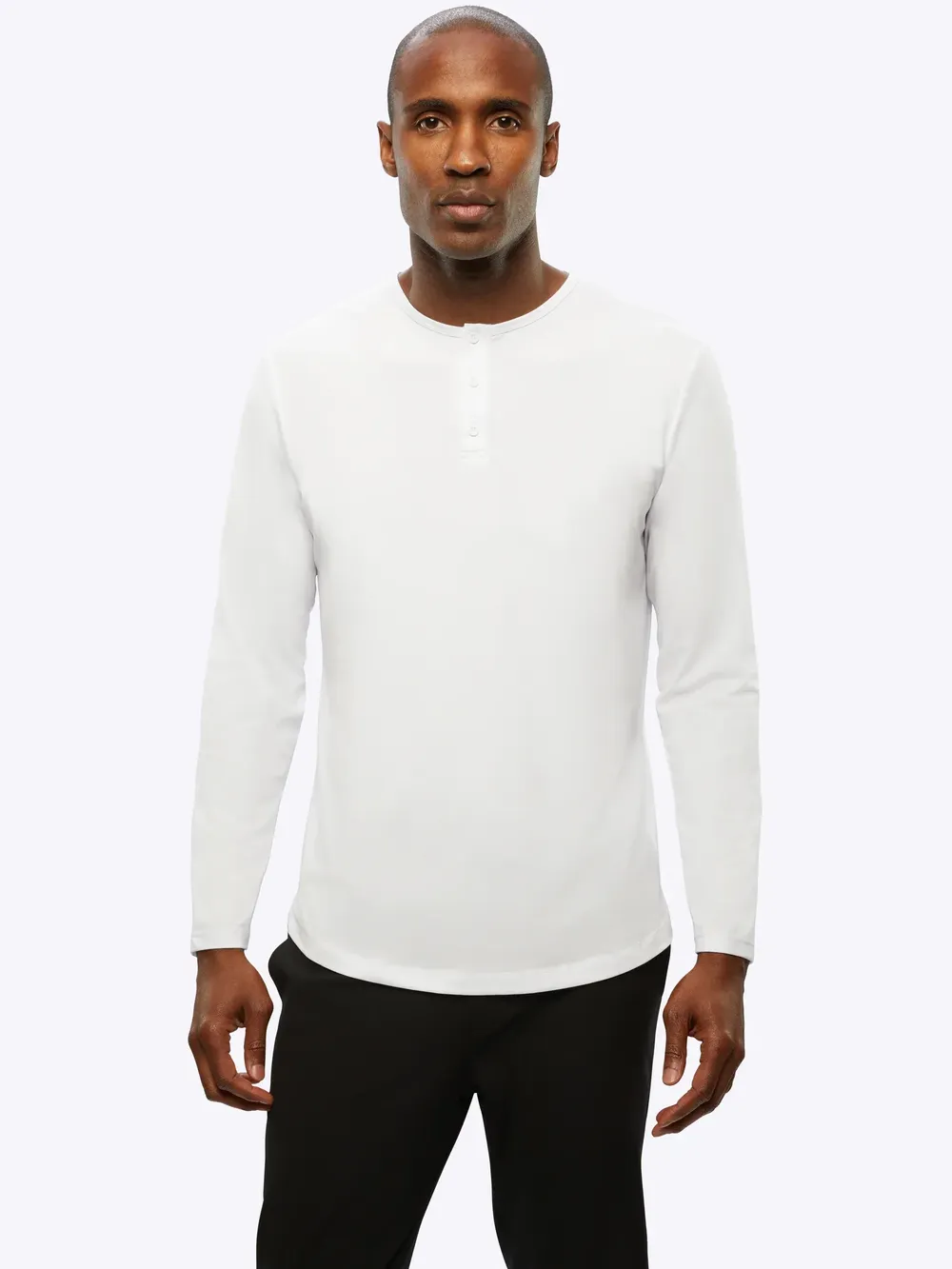 Cuts AO Long Sleeve Henley Curve Hem by anthem branding