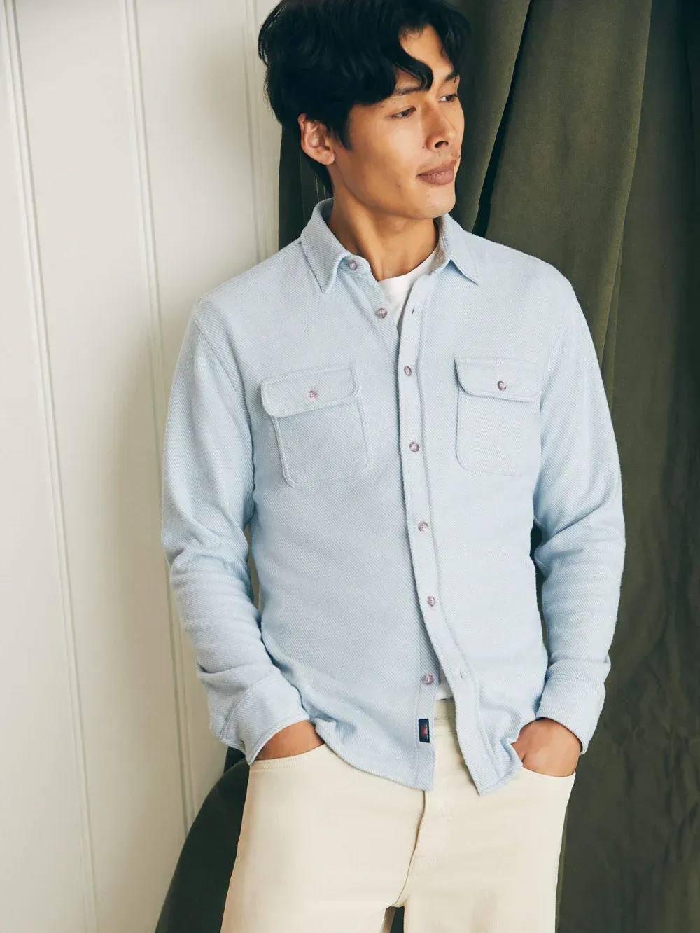Faherty Legend Sweater Shirt ice blue twill corporate sales by anthem branding 14