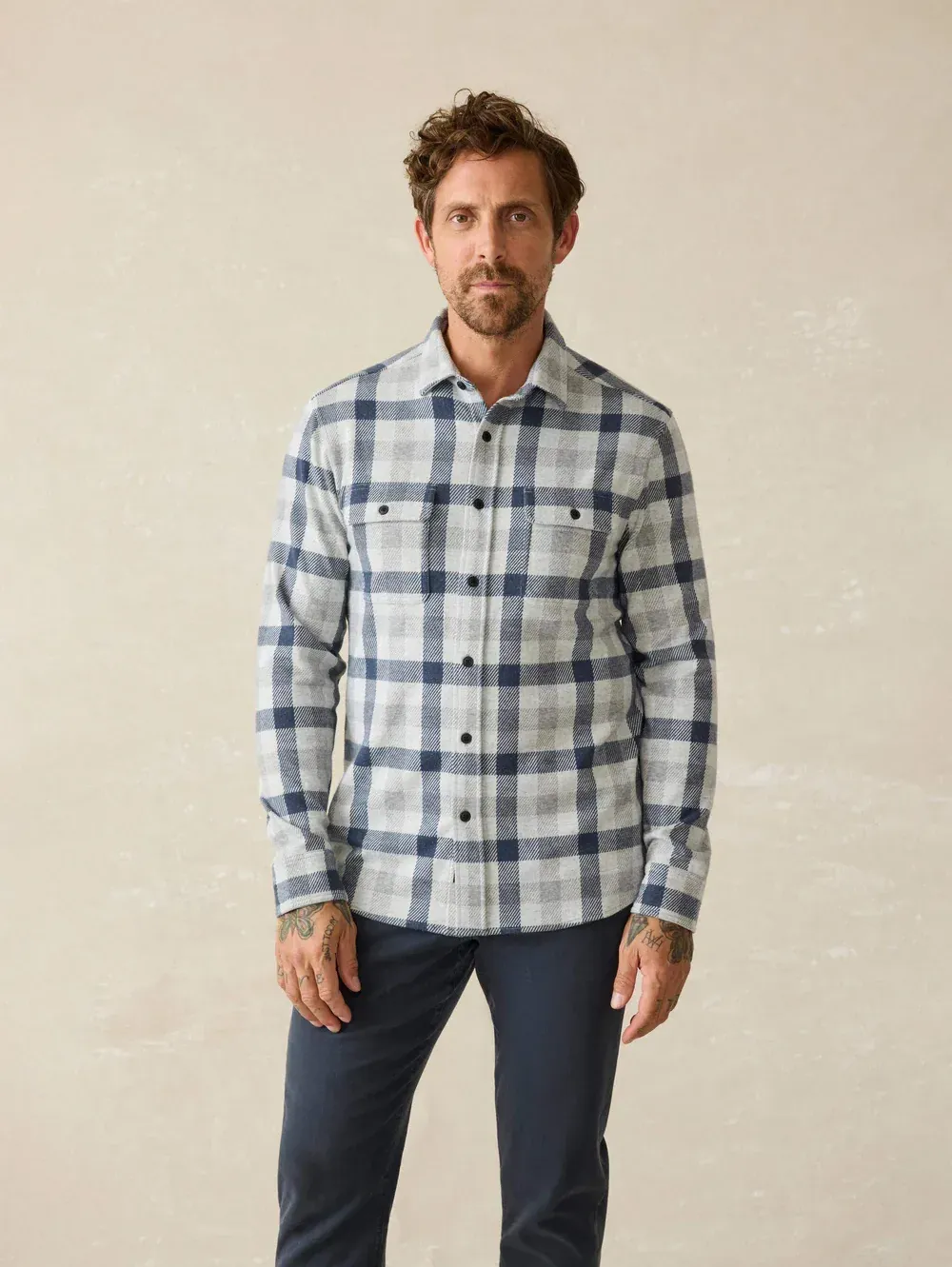 Faherty Legend Sweater Shirt Snowy Night Check corporate sales by anthem branding 4