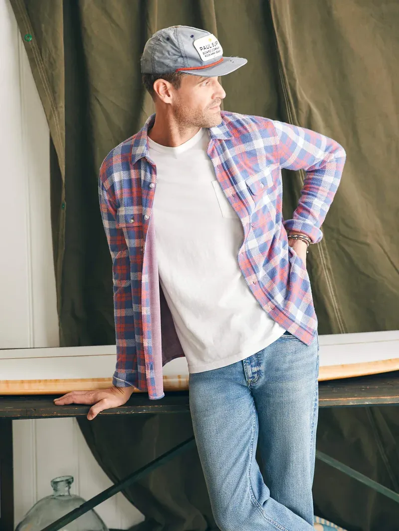 Faherty Legend Sweater Shirt Viewpoint Rose Plaid corporate sales by anthem branding 12