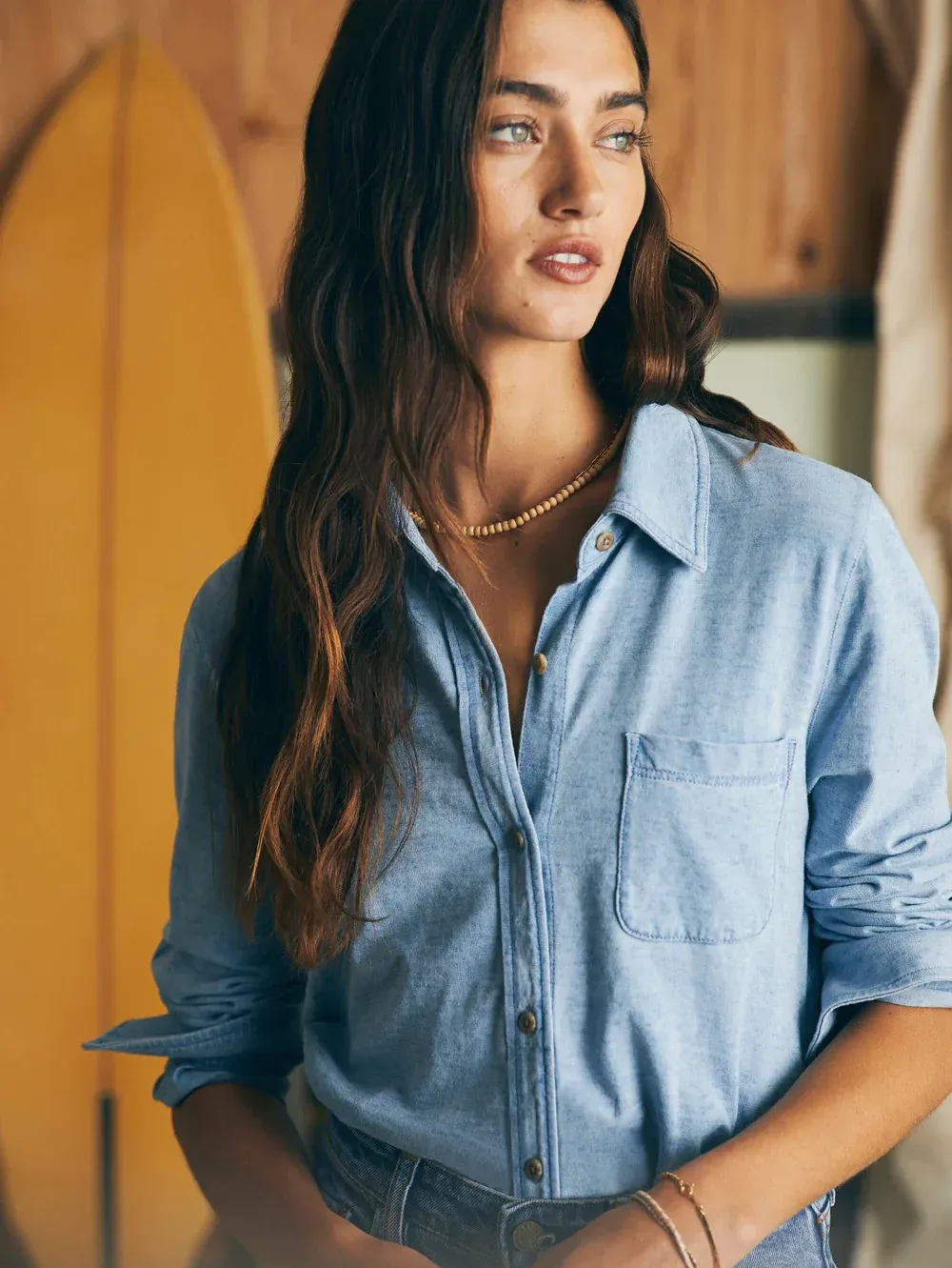 Faherty Sunwashed Knit Shirt Light Indigo Wash corporate sales by anthem branding 11