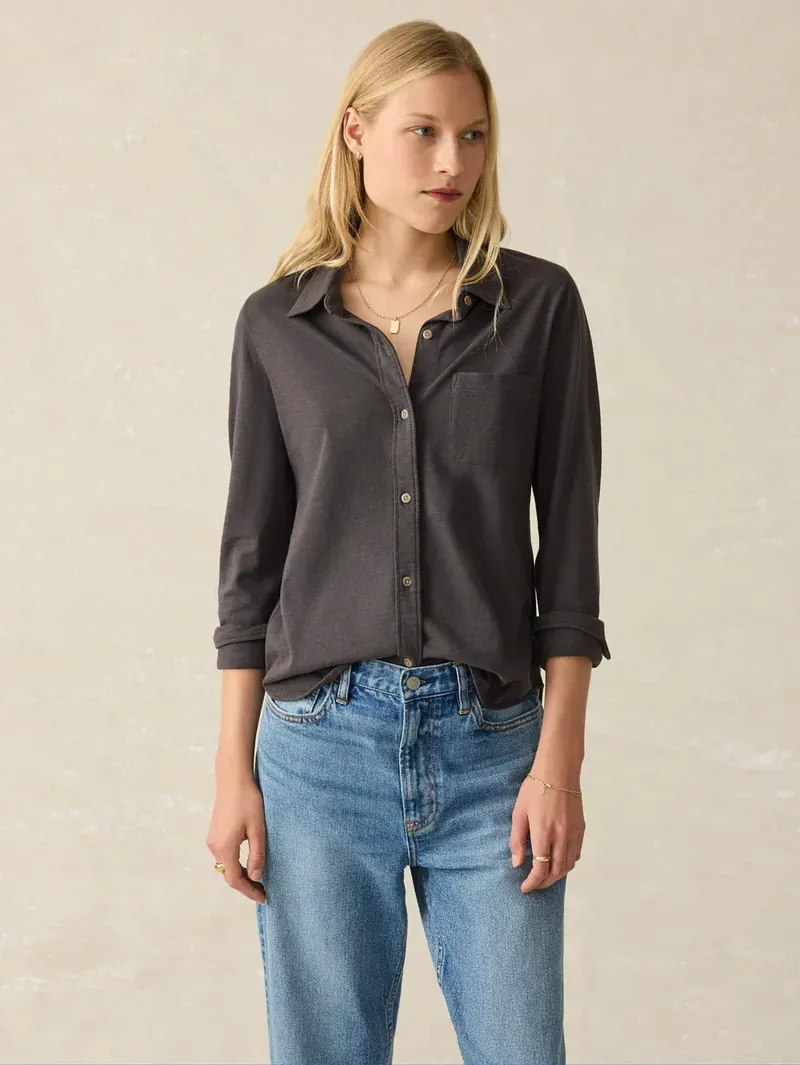 Faherty Sunwashed Knit Shirt Washed Black corporate sales by anthem branding 11