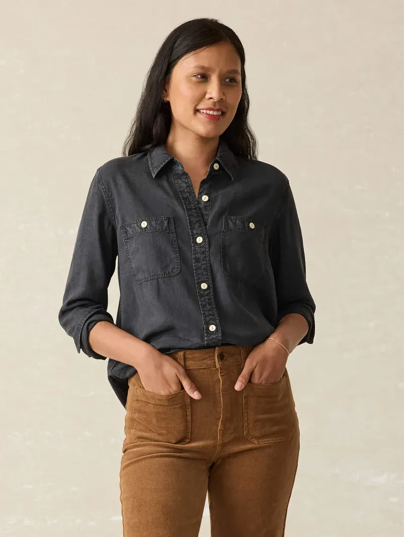 Faherty Tried True Chambray Shirt Durango Black corporate sales by anthem branding 11