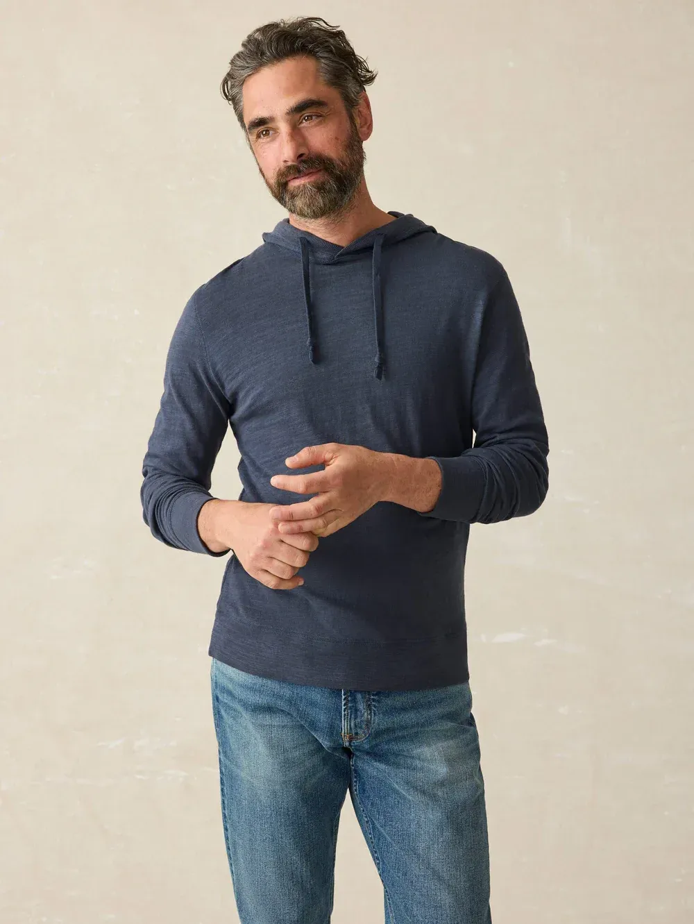 Faherty Sunwashed Slub Hoodie Blue Nights corporate sales by anthem branding