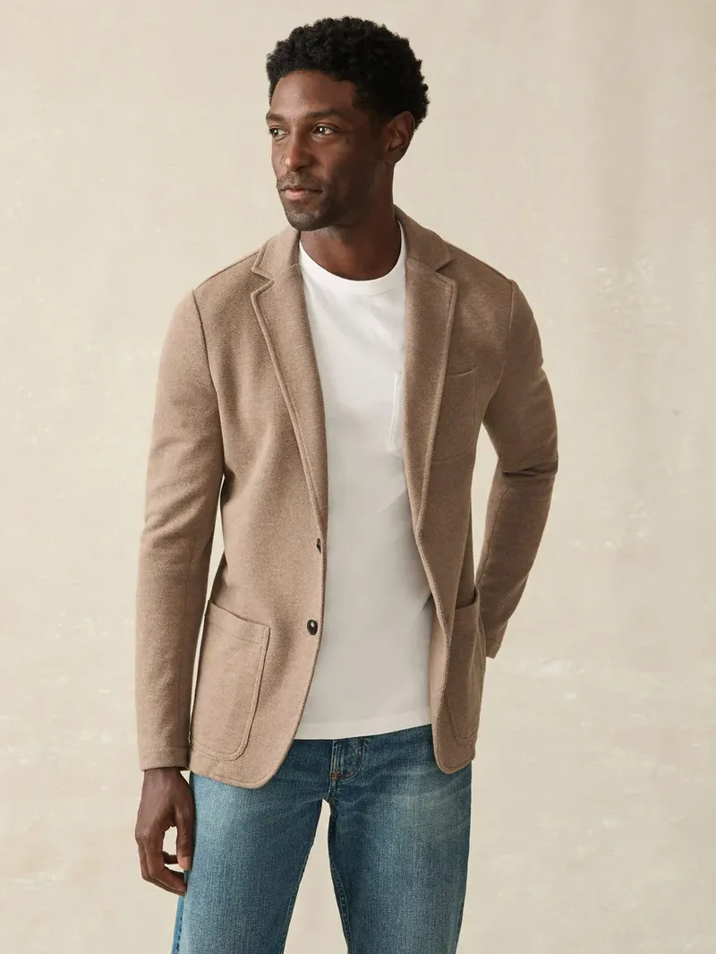 Faherty Inlet Knit Blazer Walnut Melange corporate sales by anthem branding