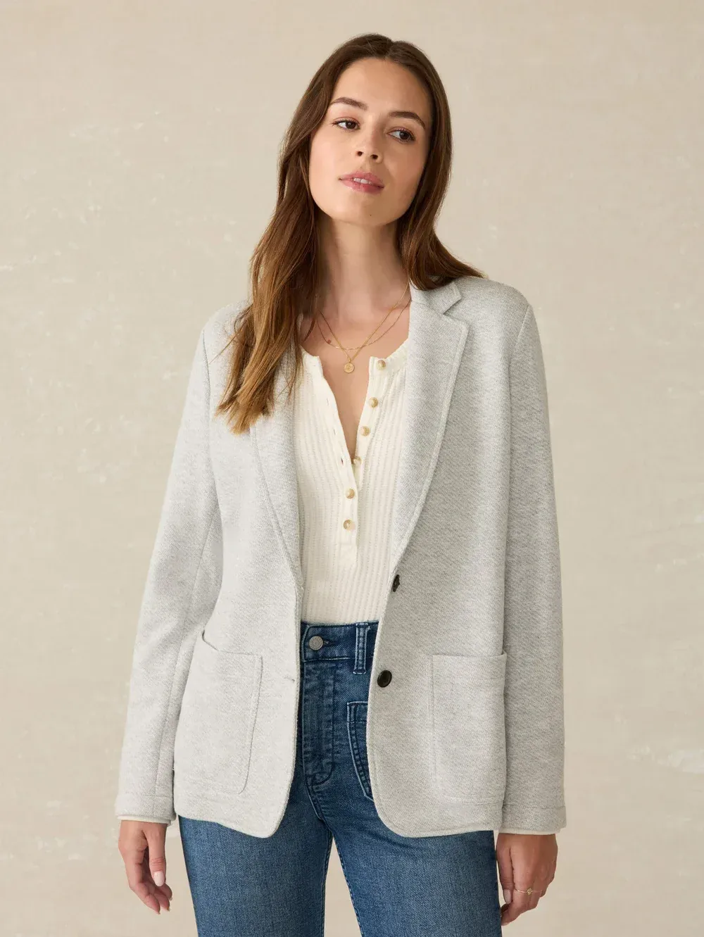 W Faherty Inlet Knit Blazer Heather Grey corporate sales by anthem branding