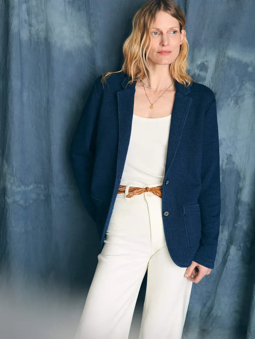 W Faherty Inlet Knit Blazer Hendricks Indigo Wash corporate sales by anthem branding