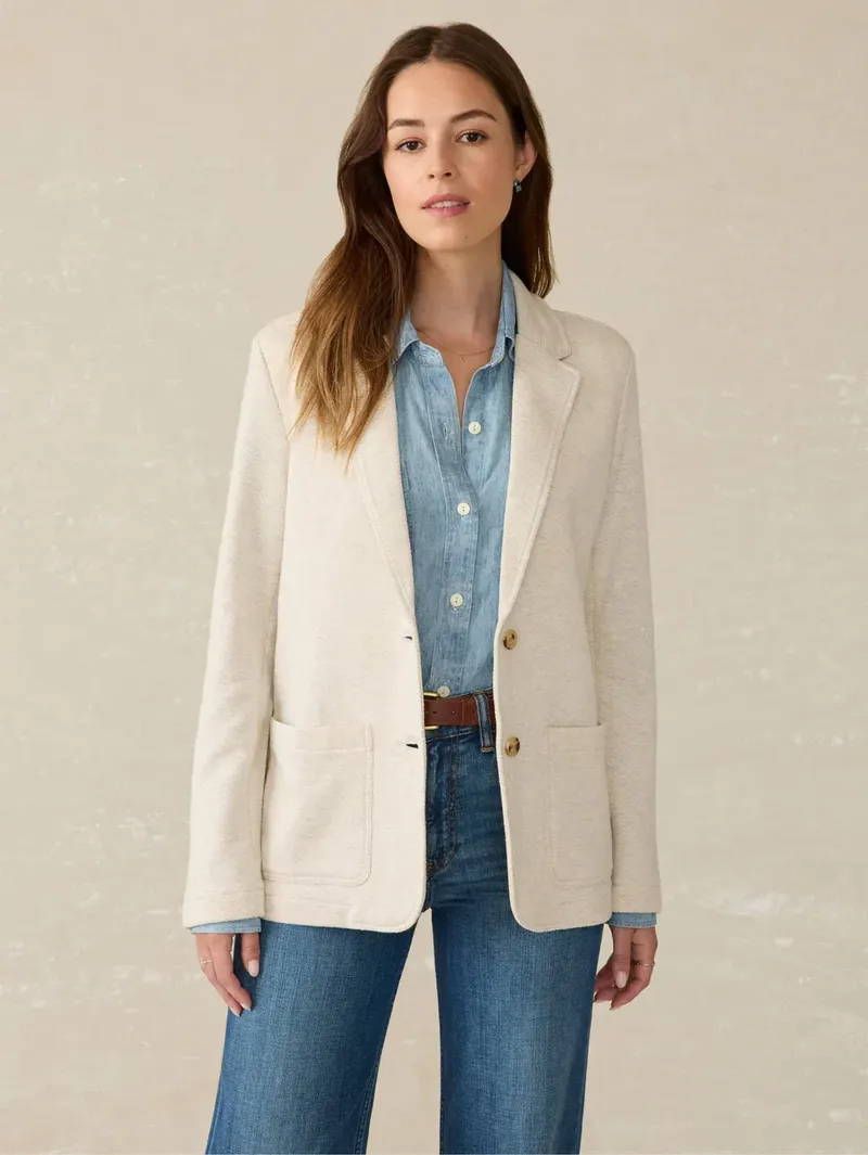 W Faherty Inlet Knit Blazer Light Oatmeal Melange corporate sales by anthem branding