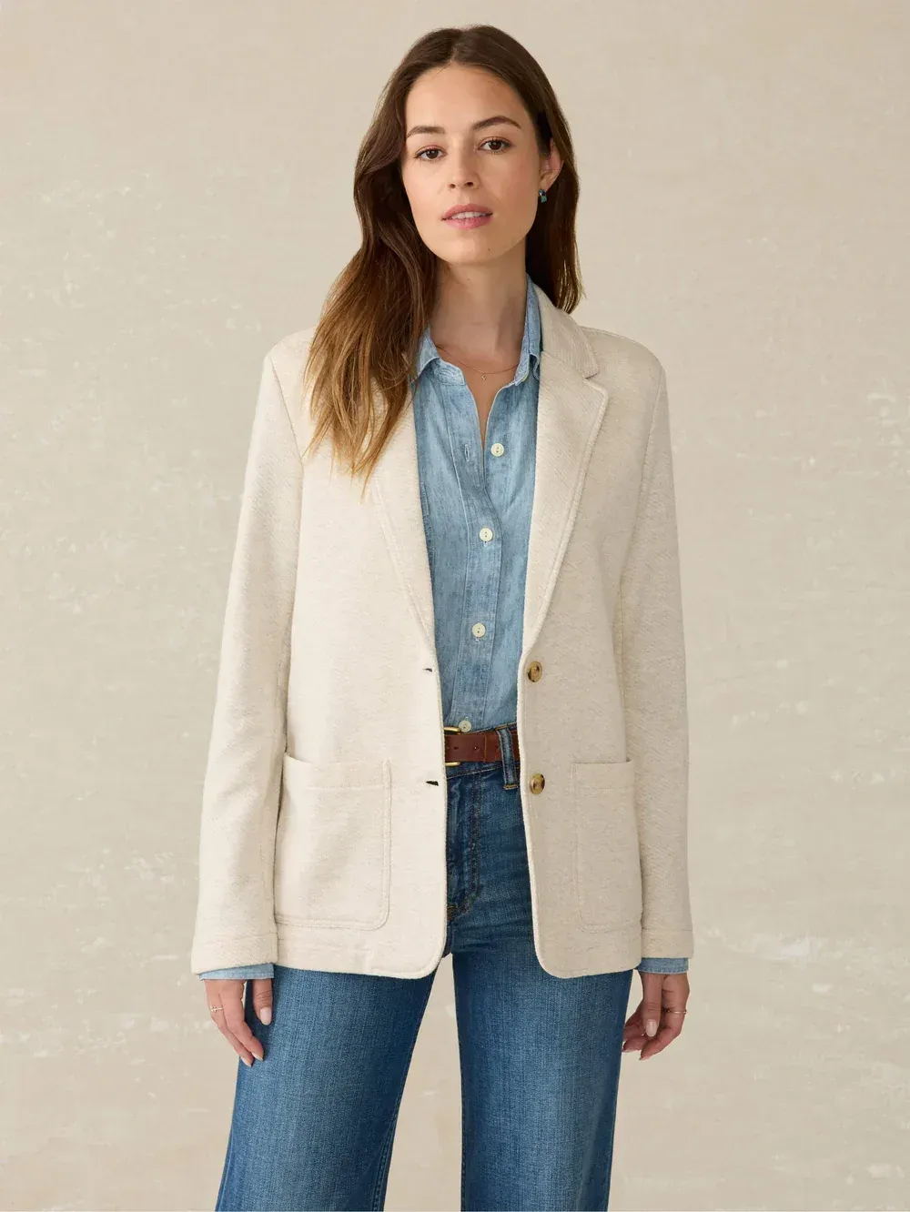 W Faherty Inlet Knit Blazer Light Oatmeal Melange corporate sales by anthem branding