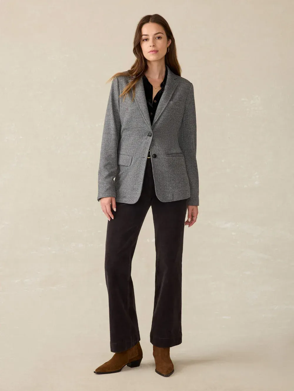 W Faherty Inlet Knit Tweed Blazer Steel Rock Herringbone corporate sales by anthem branding