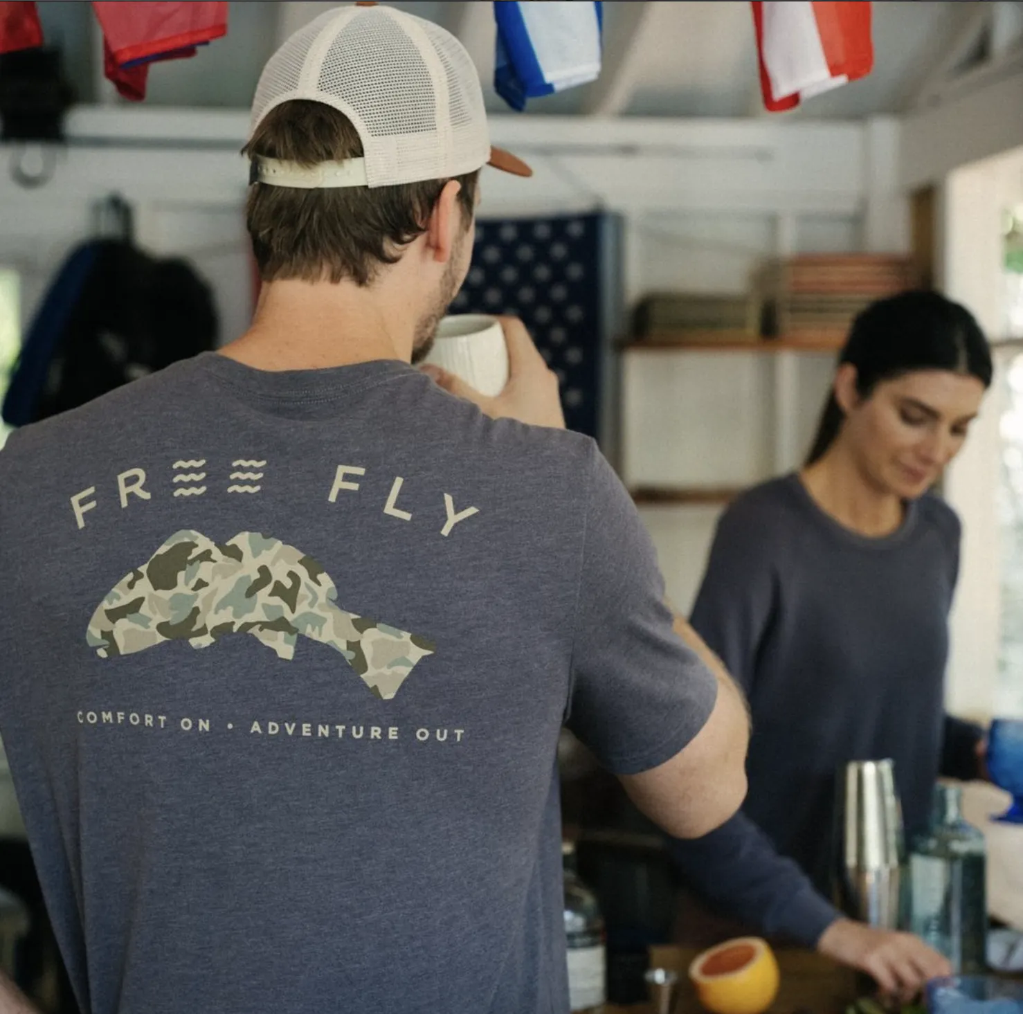 Free fly printed t shirt anthem branding