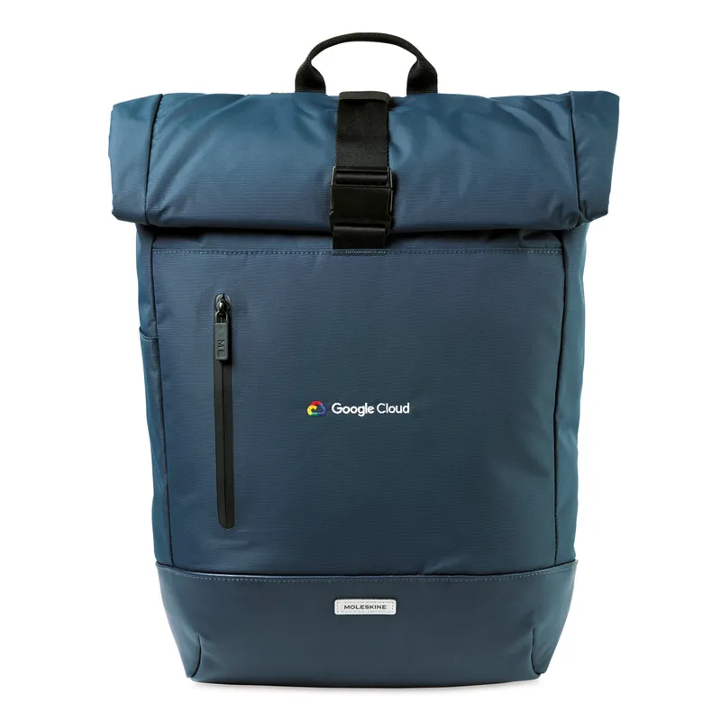 Custom moleskine rolltop backpack group sales anthem branding