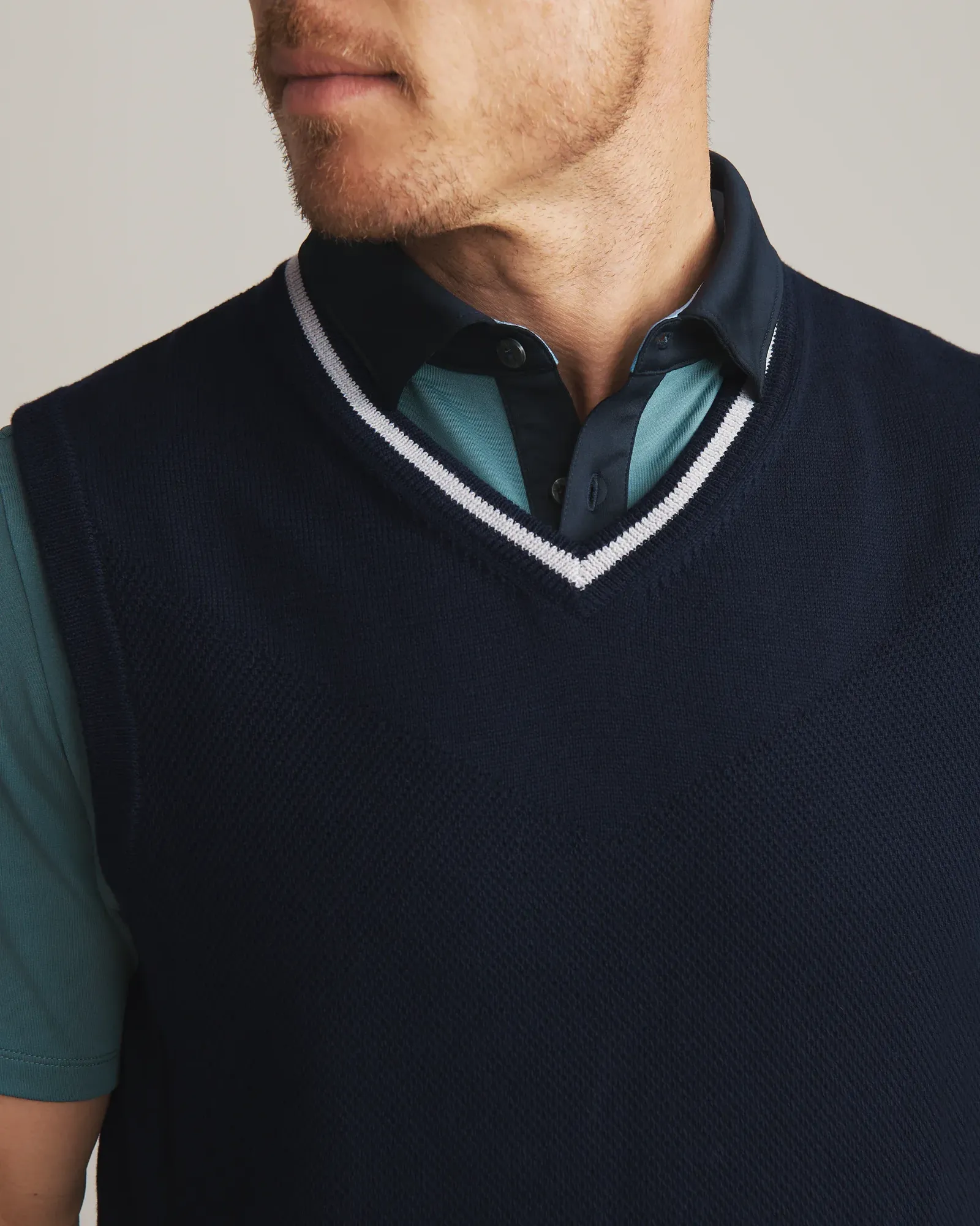 The Turn Golf V Neck Sweater Vest True Navy Sleet Gray 102180 404 c4 2000x