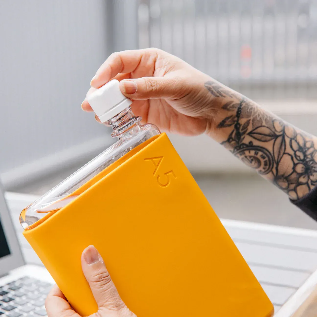Memobottle a5 silicone sleeve mandarin by anthem branding
